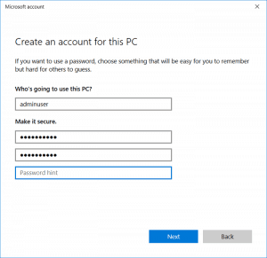 create standard user account windows