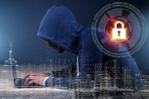 The hacker in digital security concept